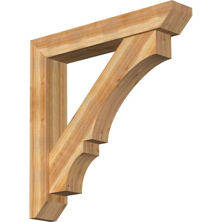 Ekena Millwork Balboa Slat Rough Sawn Bracket w/ Offset Brace, Western Red Cedar, 8"W x 48"D x 48"H BKT0806X48X48BOA06RWR